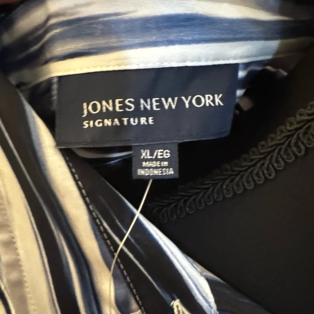 Jones New York Blue and Black Striped Shirt - Picture 2 of 6